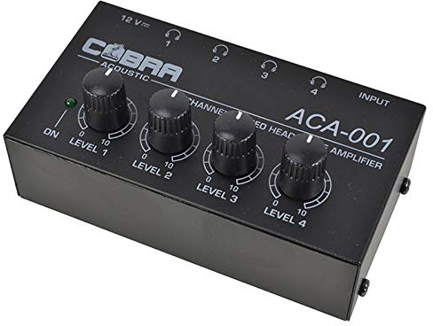 Headphone Amplifier 4 Channel With Individual Controls & Monitor 6.3mm Jacks