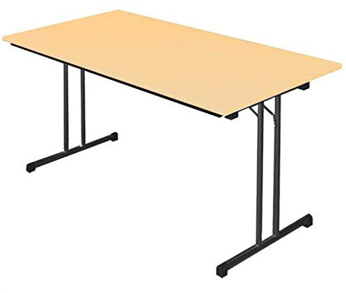 Klapptisch Besprechungstisch Kantinentisch Verkaufstisch Schreibtisch 120 x 80 cm RAL 9005 schwarz/Ahorn-Dekor 350492