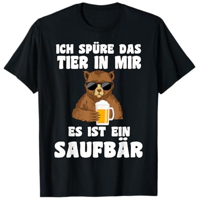 Bierglas Bierkrug Bier Geschenk Saufen Ich spüre das Tier T-Shirt