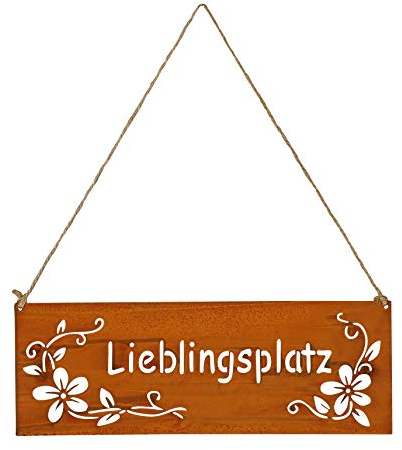 levandeo Cartel decorativo para el jardín (25 x 9 cm), diseño de flores, color marrón oxidado