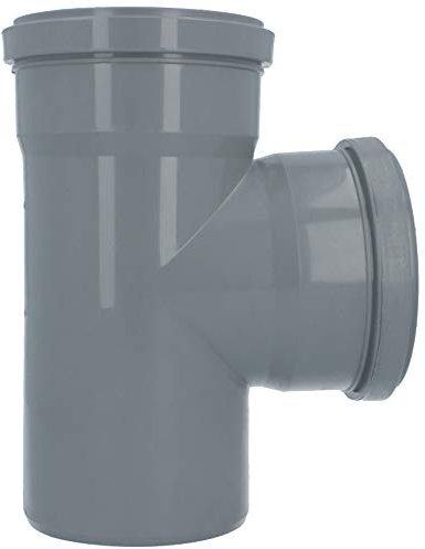 HT Rohr Abzweig Ø DN 110 mm Grau T-Stück Winkel 90° | Abwasser Winkel Kunststoff Abflussrohr Kunststoffabzweig PVC PP Doppelabzweig Verbindung Anschlussstück