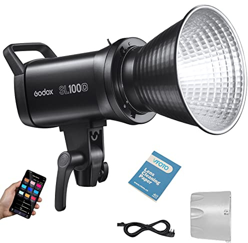 GODOX SL100D Luce Video LED 100W 5600K CRI96 TLCI97 Studio Light | Uscita Continua, 8 Modalità FX, Bowens Mount, per Video di Youtube Pubblicità e Scene Di Movimento Lento