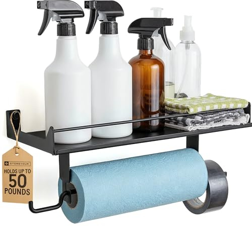 StoreYourBoard Paper Towel Holder Wall Mount – Heavy Duty Paper Towel Holder Mounted for Garage, Workshop, or Utility Room – Space-Saving Garage Shelving & Wall Organizer for Tools, Cleaning Supplies