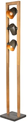 lightling Stehlampe Ben mit Schirm in Nickel Antik, Innenseite Gold, Stehleuchte z.B. für Wohnzimmer & Schlafzimmer mit Korpus aus Holz und Metall, exkl. 3x E14 (max. 25W). Höhe: 150cm