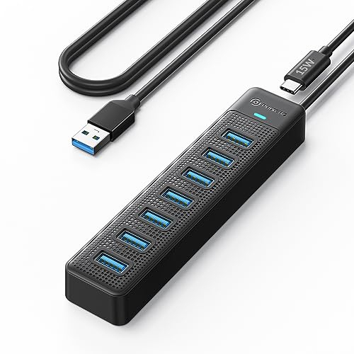 PHIXERO Hub USB 7 Puertos, Ladron Alta Velocidad Multiplicador Conector Multiple Compatible Con Todos Los Dispositivos (Cable de 100cm)