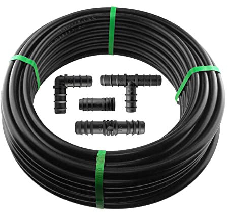 Garden/Patio Watering Irrigation Pipe,25m ldpe 13/16mm Water Supply Pipe with 10 Free Matching CONNECTORS