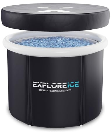 Explore - Bañera de hielo para atletas [modelo mejorado] - Bañera fría extra grande, bañera fría de primera calidad al aire libre, baño de hielo portátil, baño de terapia de frío con barril de hielo -