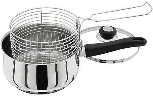 3 Pcs Professional Deep Fat Cooking Fryer With Stainless Steel Pot Lid And Wire Basket Induction Chip Pan BNIB For Home Kitchen 20cm