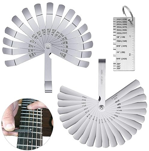 Asaisimg 3 Piece 32-Blade Feeler Gauge, 16-Blade Offset Feeler Gauge and Stainless Steel Thickness Gauge Set, Dual Marked SAE & Metric Sizes Gauge,Precisely Measure Mechanical Clearances