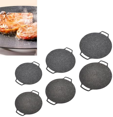 Restokki Poêle à Barbecue Coréenne, Poêle à Frire Circulaire Antiadhésive, Poêle à Griller pour Poêle D'extérieur à la Maison(Gas Type 30cm)