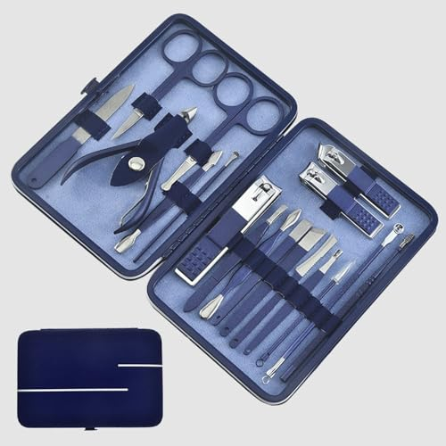 Tagliaunghie Set Professionale e Pedicure, Grooming Kit Strumenti per Manicure in Acciaio Inox 18 Pezzi per Viaggi o Casa Adatto tagliaunghie Spesse per Unghie Uomini e Donne