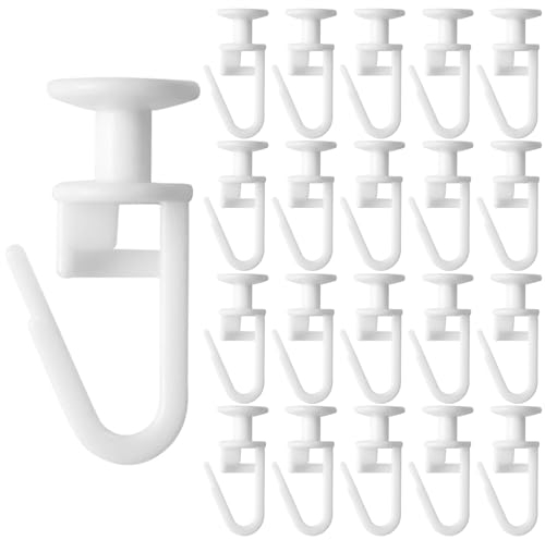 50 Piezas Ganchos de Cortina,Cabeza Plana de 5-10 mm Ancho de Marcha,para Correderas Plisadas Rieles de Cortina Barras de Cortina con Tobogán Interiores Deslizadores Blanco