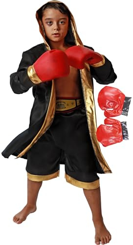 Gojoy shop-Disfraz de Boxeador Profesiones Niños para Carnaval Halloween(Contiene:Bata,Pantalon,Cinturón,Guante Boxeo y Mochila de Cuerdas. adulta Unica L=160CM-170CM) (10-12 años)