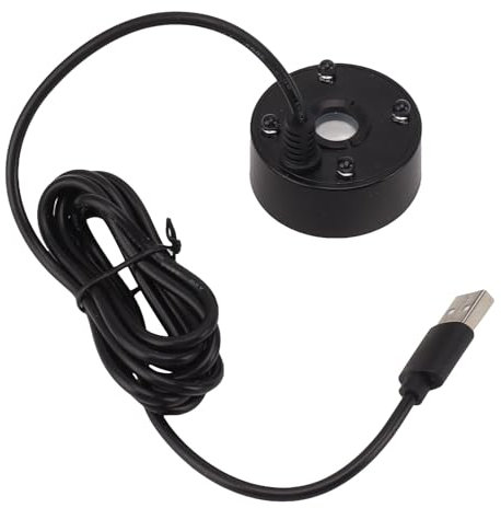 Fyearfly Bunter Brunnenzerstäuber, Nebelmacher, USB, Bunte LED-Leuchten, 5 V, Ultra-Sound-Brunnenzerstäuber, Für Teich, Steingarten, Aquarium, Waschbecken(Schwarz)