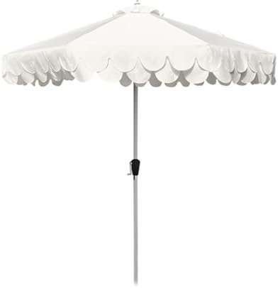 Sonnenschirm Gartenschirm 210 cm, 270 cm, doppelt gewellter Marktschirm Terrassenschirm mit Kurbel und Aluminiumstange, Rund Sonnenschutz UV 50+ (Color : Beige, Size : 270cm/9ft)