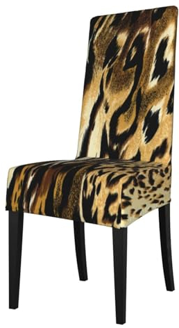 KemEng Leopard Löwe Tiger Fell Gestromt, Stuhlhussen, Sitzschutz, Stretch-Esszimmerstuhl-Schonbezug, Sitzbezug für Stühle