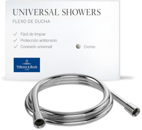Villeroy & Boch Universal Showers Hand Shower Hose, Flexible Shower Hose with Twist Protection, Pull-Out Spray for Showers and Baths, Kink-Resistant, 1.60 m, Chrome | With integrated anti-twist protection, flexible and kink-resistant, for shower and bath, length 1.60 m, TVC00003400061
