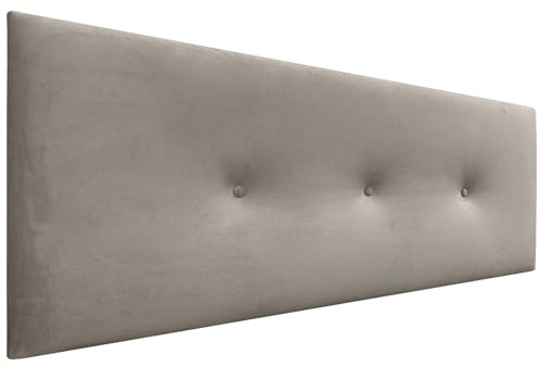 DHOME Kopfteil aus glattem Samt mit Knöpfen, hohe Qualität, modernes gepolstertes Kopfteil, Luxus-Bett, gepolstertes Schlafzimmer (Braun, 135cm)