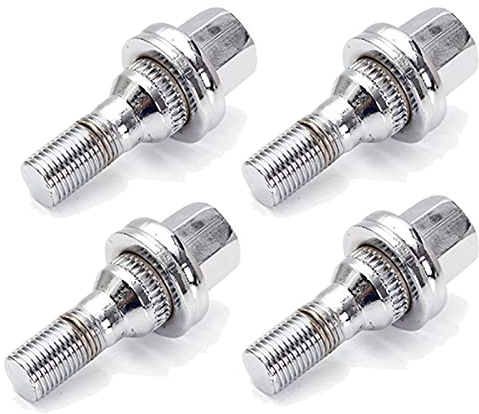 Ecrou Antivol,Goujon de Roue 4 / 16pcs M12x1,25 17mm Voiture En Aluminium Chromé Boulons De Roue Chromé Kit Utilisation Adaptée Pour Peugeot 1007 206 207 406 407 607 2000-2008(4PCS)