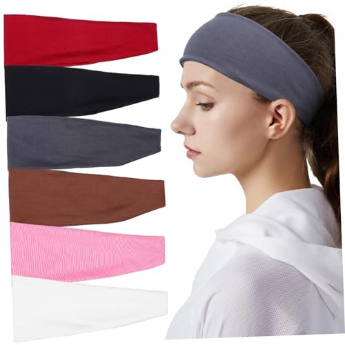 VALICLUD 6stücke Sport Stirnband für Damen und Herren Atmungsaktives Schweißband Elastisches Lauf Stirnband Unisex Schweißbänder