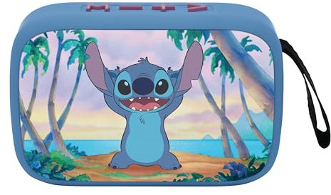 Lexibook, Disney Stitch, Enceinte Portable Bluetooth, sans-Fil, USB-C, Carte SD/TF, Batterie Rechargeable, Bleu, BT018D