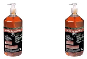 NUTRIVET - INNE - Huile de Saumon - Ergänzungsfuttermittel - Hunde & Katzen - Lachsöl - Reich an Omegas 3 und 6 - Pumpflasche 1L (Packung mit 2)