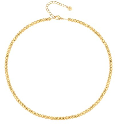 Aobei Pearl 18K Gold Chunky Chain Choker Necklace Open Oval Link Chian Necklace for Women Minimalist Layering Jewelry