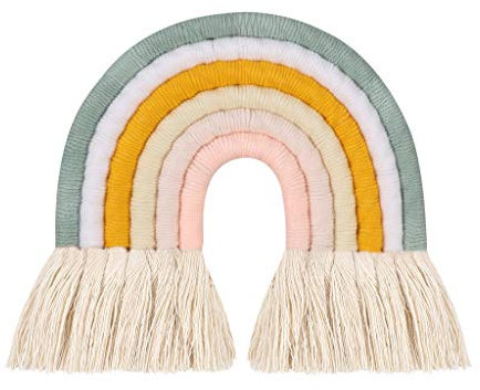 YIGZYCN Regenbogen Makramee Gewebter Regenbogen Wandbehang Mit Quasten Handgefertigt Schöne Dekorationen Handgefertigt Modische Eleganz