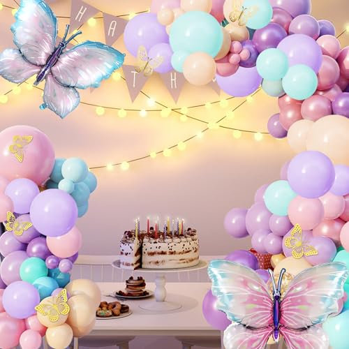 148 Piezas Kit Guirnalda Globos Morado Rosa Kit Globos de Cumpleaños Decoración Cumpleaños Arco para Globos Kit Arco de Globos para Cumpleaños Baby Shower Despedida Soltera Boda Bautizo