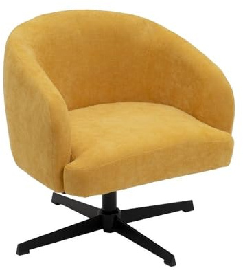 Sillón giratorio regulable de chenilla amarillo mostaza con patas en cruz