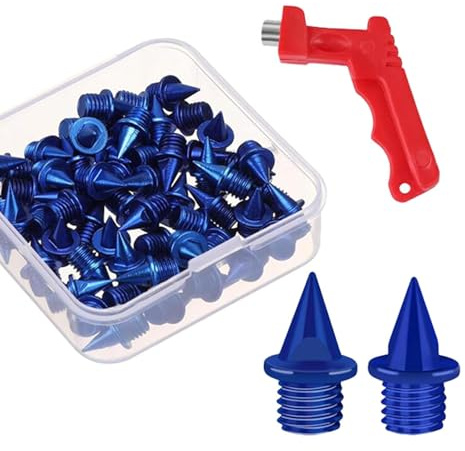 Qianly 60 Clavos para Zapatillas de Atletismo con Llave, Clavos de Repuesto de 5 Mm para Zapatillas de Atletismo para Carreras de Corta Distancia Al Aire Lib, Azul