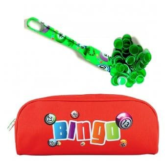 cavernedesjouets Kit Loto Complet 3 en 1 : 100 pions magnetiques + Baton ramasse jetons Vert + Trousse Rangement - Set Accessoires Jeu Bingo et 1 Carte