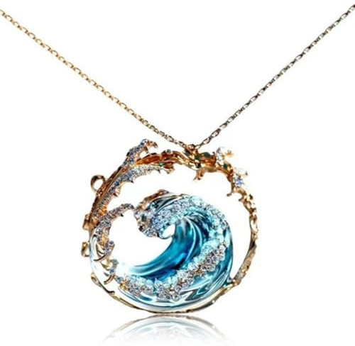 Collier de vague Jewelry océan ajusté Collier de serment l'océan Elegant Blue Wave Beach Inspirational Pendant Cadeaux pour les femmes, colliers pendentif