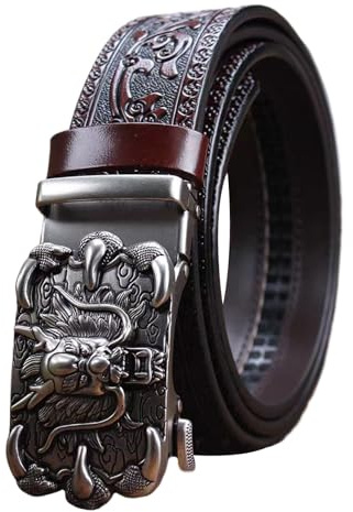 A brown,120CM/47.3'',Man Ratchet Western Belt Läder Cowboy-bälten för män med automatiskt Western-graverat spännbälte för jeans Klänning Casual (35Mm)