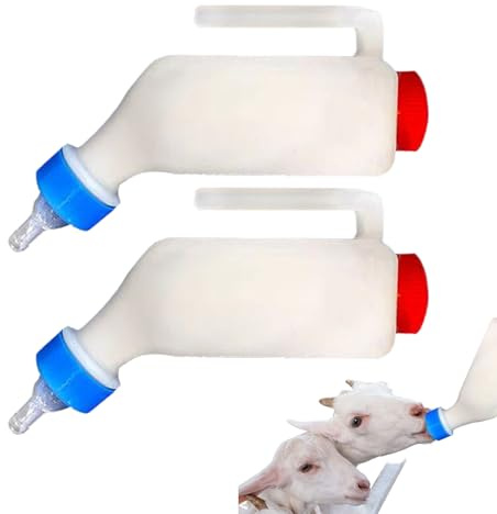 Monozoz Biberons pour chèvre | 2 biberons en Agneau, Outil d'infirmière avec échelle et poignée pour chèvre, Vache, Mouton, Petits Animaux