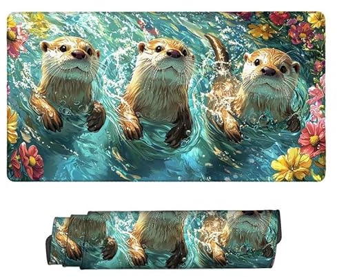 Mouse Mat|Large Gaming Mouse Pad 1000 x 500 x 3 mm|XXL Gaming Mousepad|Desk Mat|Improved Precision and Speed|Rubber Base for Stable Grip on Smooth Surfaces|Keyboard Mats (Animal Sea Otter) E-7