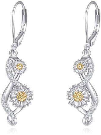 POPLYKE Libelle/Katze Hund Pfote Print/Sonnenblume/Eule/Perle für Damen 925 Sterling Silber Dangle Drop Ohrringe Schmuck für Damen
