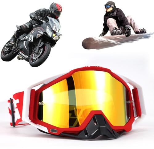 Yoihuqi Gafas de motocross, a prueba de viento, a prueba de polvo, gafas de esquí, gafas de cross, antiniebla, UV, para ciclismo, ATV, UTV (rojo 4)