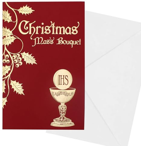 Widdle Gifts Christmas Mass Bouquet and Envelope With Sympathy and Colourful The Holy Family on Inside Cover with the Carol Silent Night 3406
