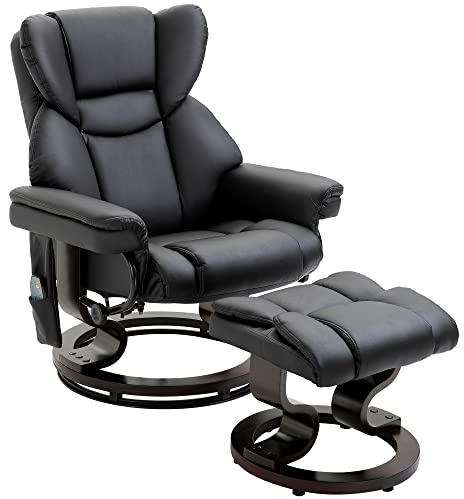 HOMCOM Poltrona Relax Elettrica Massaggiante con Pouf Poggiapiedi, Nero