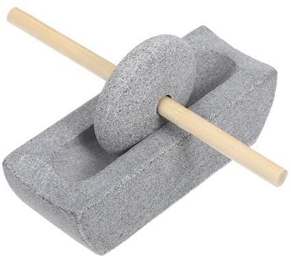 MOTHNUR Molino de Piedra Tradicional para Té y Especias Molinillo Manual Pequeño de Piedra Natural de 12 CM Triturador de Condimentos para Cocina y Uso Doméstico