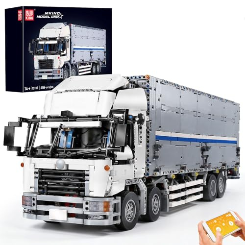 Mould King 13139 Technik LKW Modellbausatz, Ferngesteuerter Lastwagen mit Öffnbarer Karosserie, Großes Truck Baukasten Modell für Erwachsene & Technik-Fans (4166 Teile)