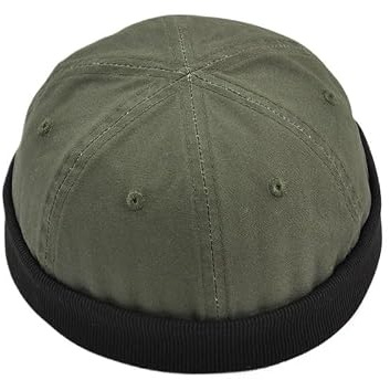Retro enfärgad melonhatt for ungdomar, medelålders och äldre - Snygg hyresvärdsmössa(ArmyGreen,XL 60cm)