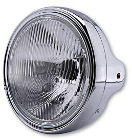 SHIN YO Hauptscheinwerfer 12 V H4, Gehäuse verchromt, Scheinwerferring verchromt