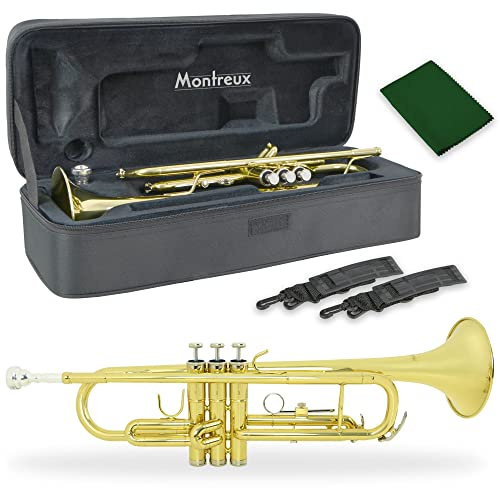 Montreux Student Bb Trumpet for Beginners with Lightweight Protective Carry Case, 7C Mouthpiece - Lacquer Brass, 4.75 inch / 12 cm Bell, B Flat
