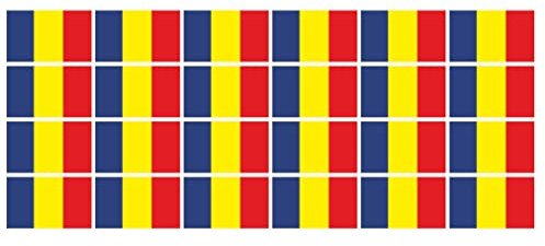 Mini Sticker Pack smooth - 33x20mm - Self-Stick - Romania - Self-Adhesive - Flag Decals - for Car, Office and Home - 24 pieces