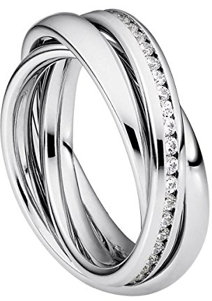 Heideman Ring Damen Trini aus Edelstahl Silber farbend poliert Damenring für Frauen Rollring Spielring Dreierring 58