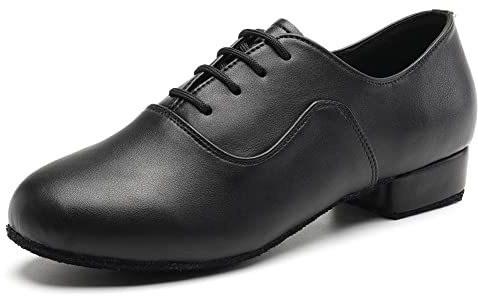 SWDZM Chaussures de Danse Latine Homme Lacets Standard Salsa Entrainement Salle de Bal Danse,Noir,44 EU
