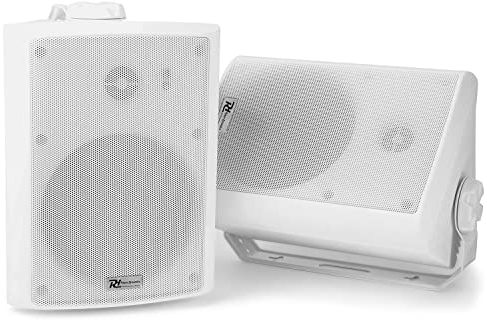 Power Dynamics WS40A Pareja de Altavoces Bluetooth de 2 vías, 200 vatios y 4, Color Blanco, con Soporte de Montaje, para Uso en Interiores o Exteriores IP55, Control Remoto Incluido