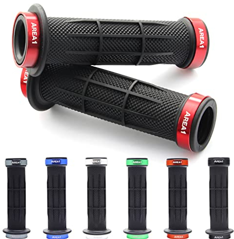 Area1 Poignées de Guidon Universelles 22/24-25 mm Moto Poignée en Caoutchouc, Antidérapantes, Stripe Rouge, Compatibles avec KSR